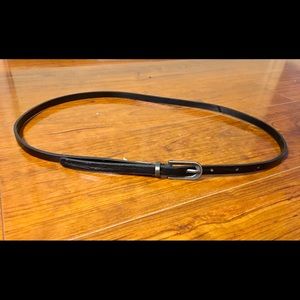 Very thin black faux leather accent belt